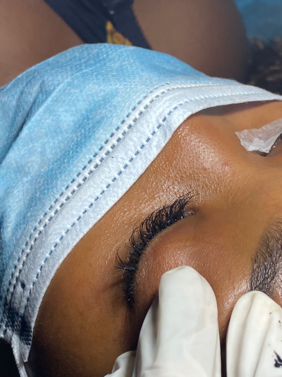 Close-up of a lash treatment